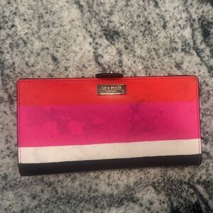Kate Spade Pink and Orange Striped Wallet